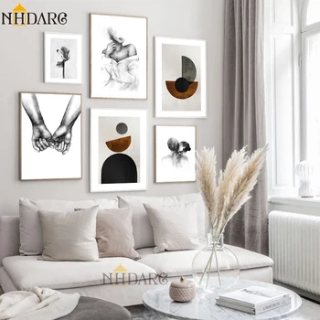 NHDARC prantsuse Kerge Luksuslik Must Valge Mood Kaasaegne Lõuend Maali Core Giclée Prindi Plakat Seina Pildi Art Home Decor