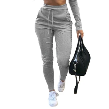 Naiste Jogger Vabaaja Püksid (Solid Color Spordi Püksid, Elastne Vöökoht Pahkluu Mansett Pingeline Sweatpants Tasku