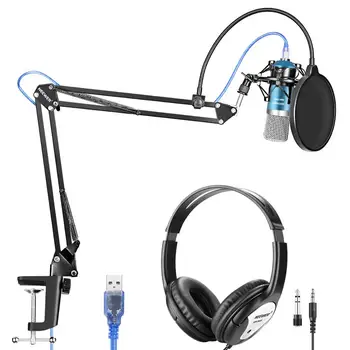 Neewer USB Mikrofon koos Vedrustuse Kääride Käsi Püsti, Šokk Mount, USB-Kaabel ja Tabel kinnitusklamber Komplekt Heli Salvestamine