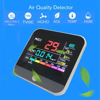 AQI Õhu Kvaliteedi Analüüs Tester PM2.5/HCHO/TVOC Temperatuur Niiskus Jälgida Gaasi Detektor Analyzer Mõõtmise Vahend Sudu Arvesti