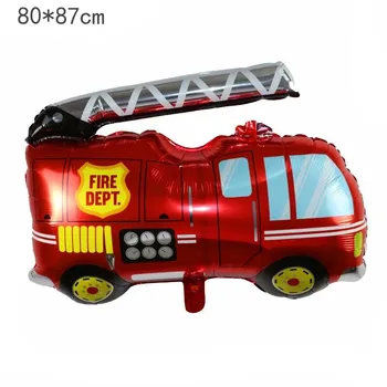 Inseneri sõiduki teema poole asjade laste sünnipäeva teenetemärgi tulekahju veoauto poiss mänguasi beebi dušš banner õhupalli komplekt