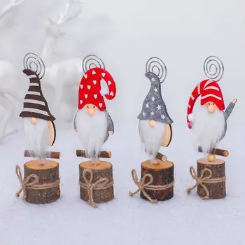 4tk Jõulud rootsi Gnome Santa Foto Clip Stand Puit Tabeli Nimi Kaardi Omanikele