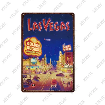 Vintage Las Vegas Turismiobjekt Metallist Märgid Tina Märk Decor Tahvel Metall-Vintage Baar Pubi, Elutoas Dekoratiivne Raud Plaat