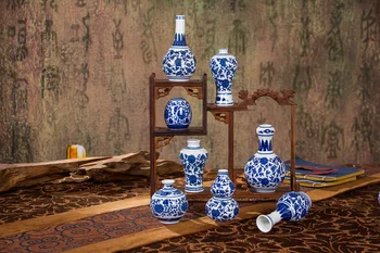 Hiina lillevaasi kodu VINTAGE sinine ja valge portselan vaas keraamiline lillevaasi teenetemärgi Antiik Traditsiooniline D5