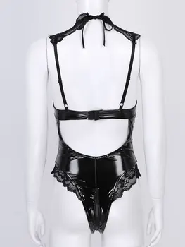Naiste Femme Bodycon Latex Kostüümid Clubwear Pits-up lakknahast Pesu Pits Liimida One-piece Bodystocking Eksootiliste Teddies