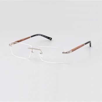 Kvaliteetsed prillid MB390 titaan woodenlegs frameless klaasid raami lühinägevus meeste ja naiste square optiline lugemine prillid