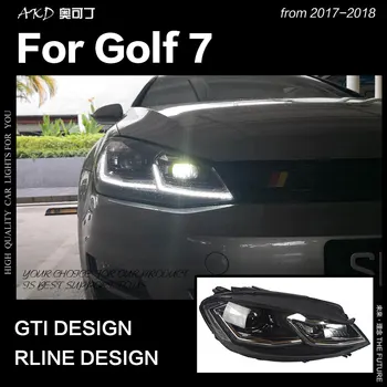 AKD Auto Stiil VW Golf 7 MK7 LED Vilkur Golf7.5 R-LINE Disainiga PÄEVATULED Hid Dünaamiline Signaali Pea Lamp, Bi Xenon Lähituled Tarvikud