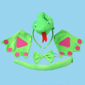 Lapsed, Poiss, Tüdruk 3D Roheline Madu Peapael Saba Lips Küüntega Kindad Rekvisiidid Loomade Cosplay Kostüüm Halloween Poole Kasuks