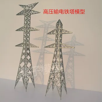 Liiva Tabel Mudel Kõrgepinge Tower Edastamise Kaabel Plastikust Barreli Eest Diorama Hoone