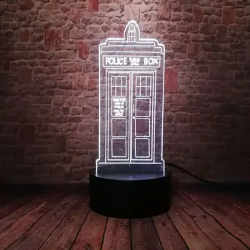 Vilkuvad Politsei Tardis Mudel 3D Illusioon Lamp LED 7 Värvikas Muuta Laud NightLight Arst, Kes Joonis Mänguasjad