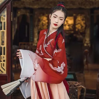 Vintage hanfu suve riideid komplekti naiste kleit kalle, maxi kleit õpilased magus riided Kostüüm Hiina stiilis lahtine kleit+seelik