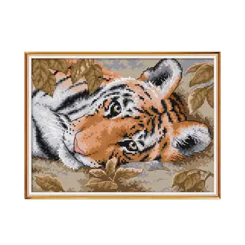 A Lamades Tiger cross stitch kit aida 14ct 11ct loota print lõuend risti õmblused näputöö tikandid DIY käsitöö