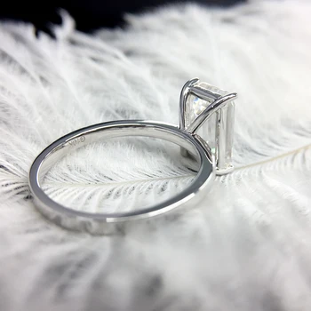 Luksus 3carat Moissanite Ring Tahke 10K Valge Kuld kihlasormus Smaragd Lõigatud Lab Kasvanud Teemant abielusõrmus Naistele