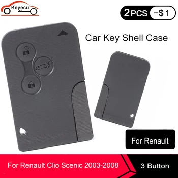 KEYECU 3 Nuppu Smart Remote Key Shell puhul Renault Clio Logan Megane 2 3 Koleos Scenic 2003-2008 Kaardi Puhul Must