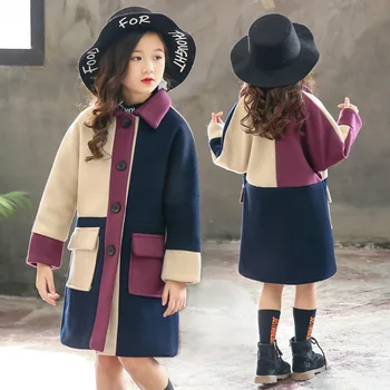 2020. aasta Uus sügis-Talvel Villaseid rõivaid Lastele Windbreaker Tütarlaste Mood Outwear Mantel Sooja Segast Jope lastele riided 4-16 Y