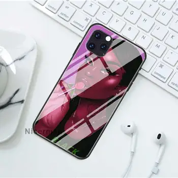 Must tüdruk Melaniini Poppin Juhtudel iPhone 11 Pro X XS XR Max 7 8 6 6S Pluss Karastatud Klaasist Kate Telefon Coque Fundas Capa