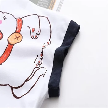 Naiste Cartoon Õnnelik Kass Prindi Jaapani Harajuku Stiilis T-Särgid 2020. Aasta Suvel Lühikesed Varrukad O-Kaeluse Puuvillased Topid Tees Femme Keebid T-Särk