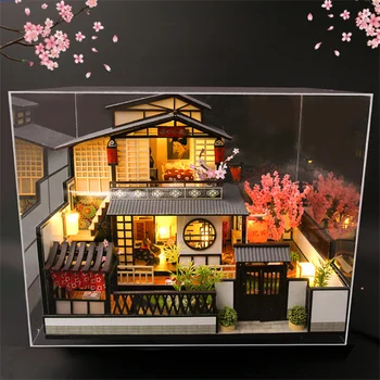 DIY Japanesee puidust kääbus mannekeeni maja kit DIY mannekeeni maja loominguline hoone koost mudeli komplekt Jõulud, sünnipäev kingitused
