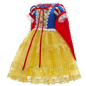 Tüdruk Kleit Printsess Lumivalgeke Rolli Mängib Frocks Lapsed Halloween Kostüüm Lühikesed Varrukad Pitsist Kleidid Võre