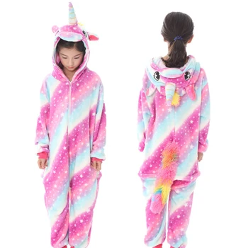Ükssarvik Laste Sleepwear Poistele Tüdrukute Ükssarvik Flanell Pidžaama Lapsed Stich Unicornio Pijamas Määrata Loomade Talvel Onesies