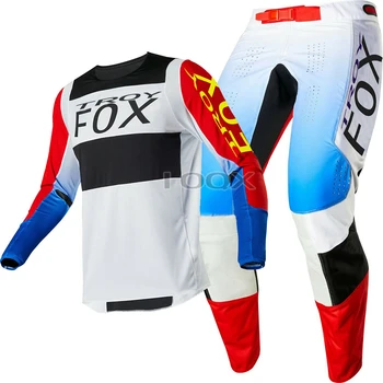 Tasuta kohaletoimetamine 2020 TROY FOX MX/ATV Racing 360 Linc Jersey & Pant Combo Hall/Oranž MX ATV Krossi Gear Set
