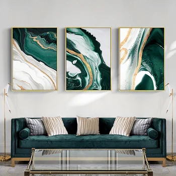 Põhjamaade stiilis Roheline abstraktse marmor lõuendile maali elutoas teenetemärgi nr raam kuld kunst seina pilt seina art home design