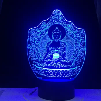 Budismi Bodhisattva Andur Liigutav 3D Visuaalne USB LED Suveniiride Puhkus Kingitus Lamp Dropshipping 7/ 16 Värvi Muuta laualamp