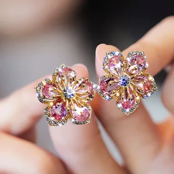 LATT Tuli Luxury Crystal Peach Blossom Magus Kõrvarõngad Naistele Õrn Lill Kõrvarõngad 2020 Ehted Tarvikud
