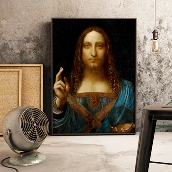 Leonardo Da Vinci Salvator Tuhka Klassikaline Lõuend Art Print Maali Poster Seina Pictrues Eest elutuba Home Decor картины