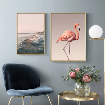 Tänapäeva Põhjamaade Decor Flamingo Ja Roos Roosa Värv Seinamaaling Plakat Pildid Lõuendil Seina Art Trükitud Maalimine Elutuba