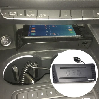 Audi A4 (B9 A5 2018 2019 15W auto qi juhtmevaba laadija laadimisalus traadita mobiiltelefoni laadija tarvikud iPhone 8 9