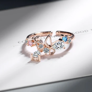 Fashion Loominguline Liblikas Lilli Crystal Sõrme Sõrmus Naistele Vee Tilk Tsirkooniumoksiid Tutt 925 Sterling Silver Ring Ehted