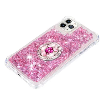 Glitter Marmor Teemant Sõrmus Omanik Silikoon Telefon Case For Iphone SE 2020 7 8 6 Pluss X 5s Xr, Xs 11 Pro Max Juhtudel