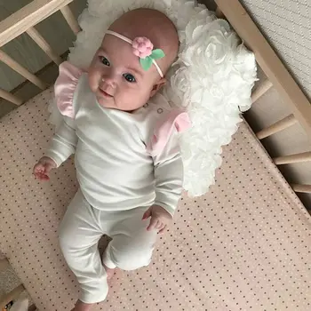 Selline Neugeborene Mädchen Fliegenhülse Langarm Tops Hosen Baumwolle Kleidung Komplekti