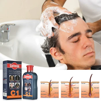 2 IN 1 200ML Coffeine Anti Hair Loss Shampoo + 30ML eeterlik Õli Kasvu Vedelik Remont Peanaha Aktiveerida Keratiin Juuksed Follicles