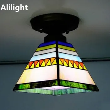 Flush Mount Lamp, Tiffany Laevalgusti Vitraaži Lambivarju Lae Lamp Hispaania Stiilis Sisevalgustus E27 Decor Home Tuled