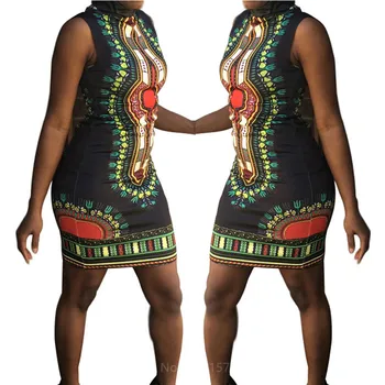 Aafrika Kleidid Naistele Aafrika Varrukateta Seksikas Pingeline Klassikaline Kõrge Kaelus Kõrge Elastsus Prindi Slim Puusad Riided