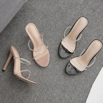 Naiste sandaalid PVC Tõsta Kohta 11cm Õhuke Kontsad Kõrged kontsad Ring Varba Madalad naiste kingad sandalias mujer 2020 naiste kingad