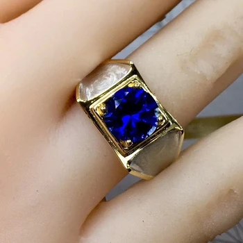 Peen royal blue sapphire gemstone ring meeste sõrmus naturaalne pärl hea katkesta 925 sterling hõbe sünnipäeva kingitus suurus 8x8mm