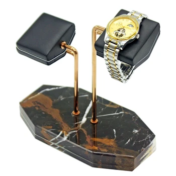 Marmor Roheline Baasi Kuld Toetuse Rod Vaadata Seista vitriin Must PU-Nahast Double Watch Ehted Käevõru Ladustamise Rack