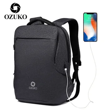 OZUKO 15.6 Tolline Reisi Sülearvuti Kotid Seljakott Meeste Teismeliste Koolikotti Laadimine USB Multifunktsionaalne Bagpack Mees Veekindel Mochila