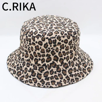 Suvel Leopard Printida Puuvill Kopp Müts Mehed Naised Kaks Pool Kokkupandav Hip-Hop Bob Gorros Panama Väljas Päikesekaitsetoodete Kalamees Müts