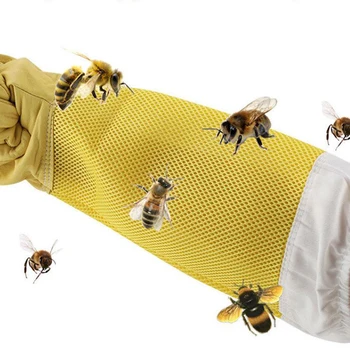 1 Paar Mesinik Vältida Kaitsvad Kindad Varrukate Ventileeritud Professional Anti Mesilaste Jaoks Mesinik Mesinduse Mesipuu Kollane