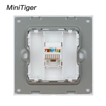 Minitiger Crystal Glass Panel 1 Gang RJ45 Interneti Pesa CAT6 Pesa Arvuti Outlet Seina Andmete Pesa