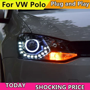Doxa Auto Juht Lamp VW Polo LED Vilkur 2010-2016 Polo GTI esituled Angel Eyes LED PÄEVATULED Bi-Ksenoonlaternad ja Objektiivi HID Ees valgus