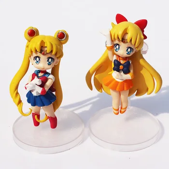 4tk/set Sailor moon Tsukino Veenus, Jupiter Artemis Kass PVC Joonis Mänguasja Kingitus Kasti