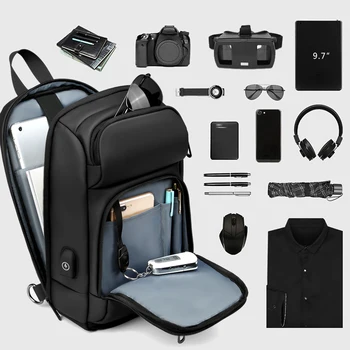 Must Kirst Pakki Meeste Laadimine USB Vabaaja Õla Crossbody Kotid Vett Tõrjuv Reisi Messenger Bag Mees n1820