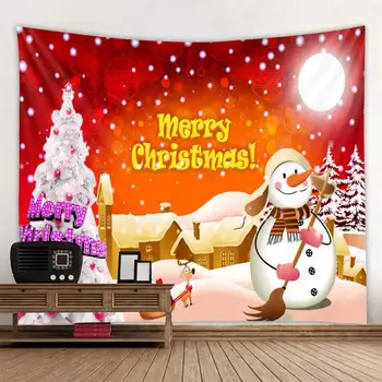 Jõulud Vaip, Lumememm Küünlavalgel Soe Tunne Kaunis Kodu Kaunistamiseks Lahe Polüester Õhuke Jõulud Seina Riputamise Riie