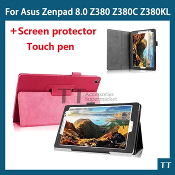 PU nahk juhul katta Asus Zenpad 8.0 P024 Z380 Z380C Z380KL 8 tolline tahvelarvuti puhul+vaba ekraani kaitsed+puutepliiatsit
