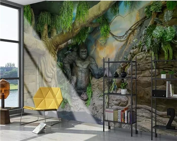 Beibehang Kohandatud taustpildi käsitsi maalitud gorilla laste tuba murals home decor elutoas TV taust seinad 3d tapeet